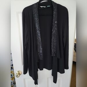 Tiered Black Sequin Cardigan